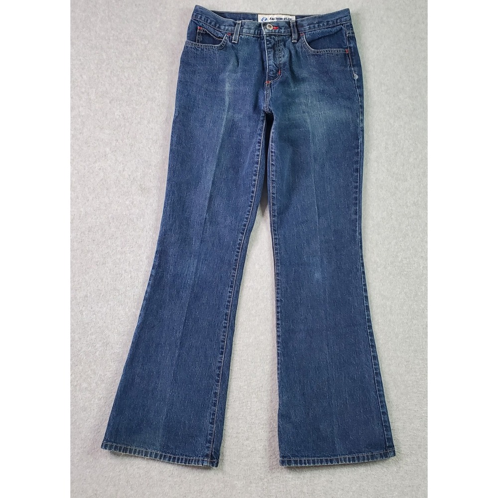 Vintage Anchor Blue Jeans Womens 9 Blue Flame Embroidered Bootcut Denim USA 90s